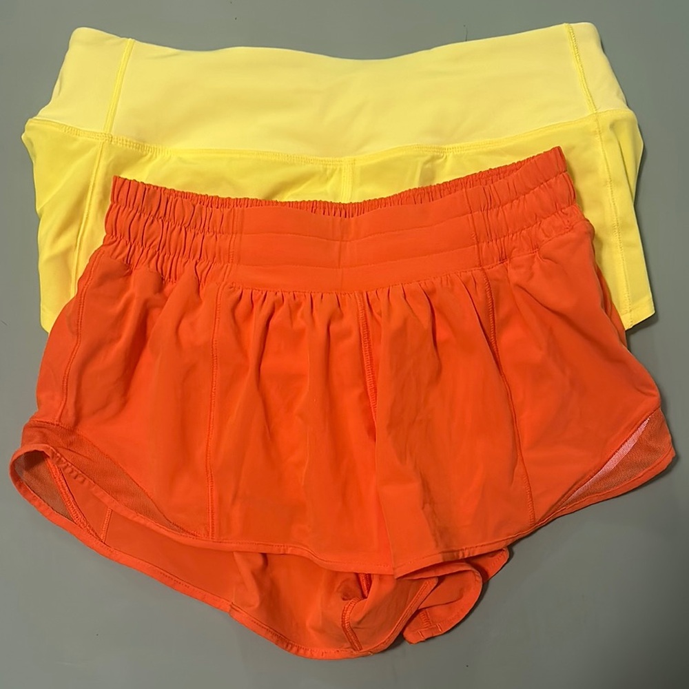 Lululemon Athletica Orange and Yellow Athletic Shorts